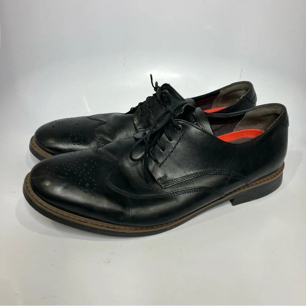Rockport black leather wingtip dress shoes men’s size 14 wedding professional‎